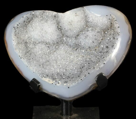 Polished, Agate Heart Filled with Druzy Quartz - Uruguay #62824
